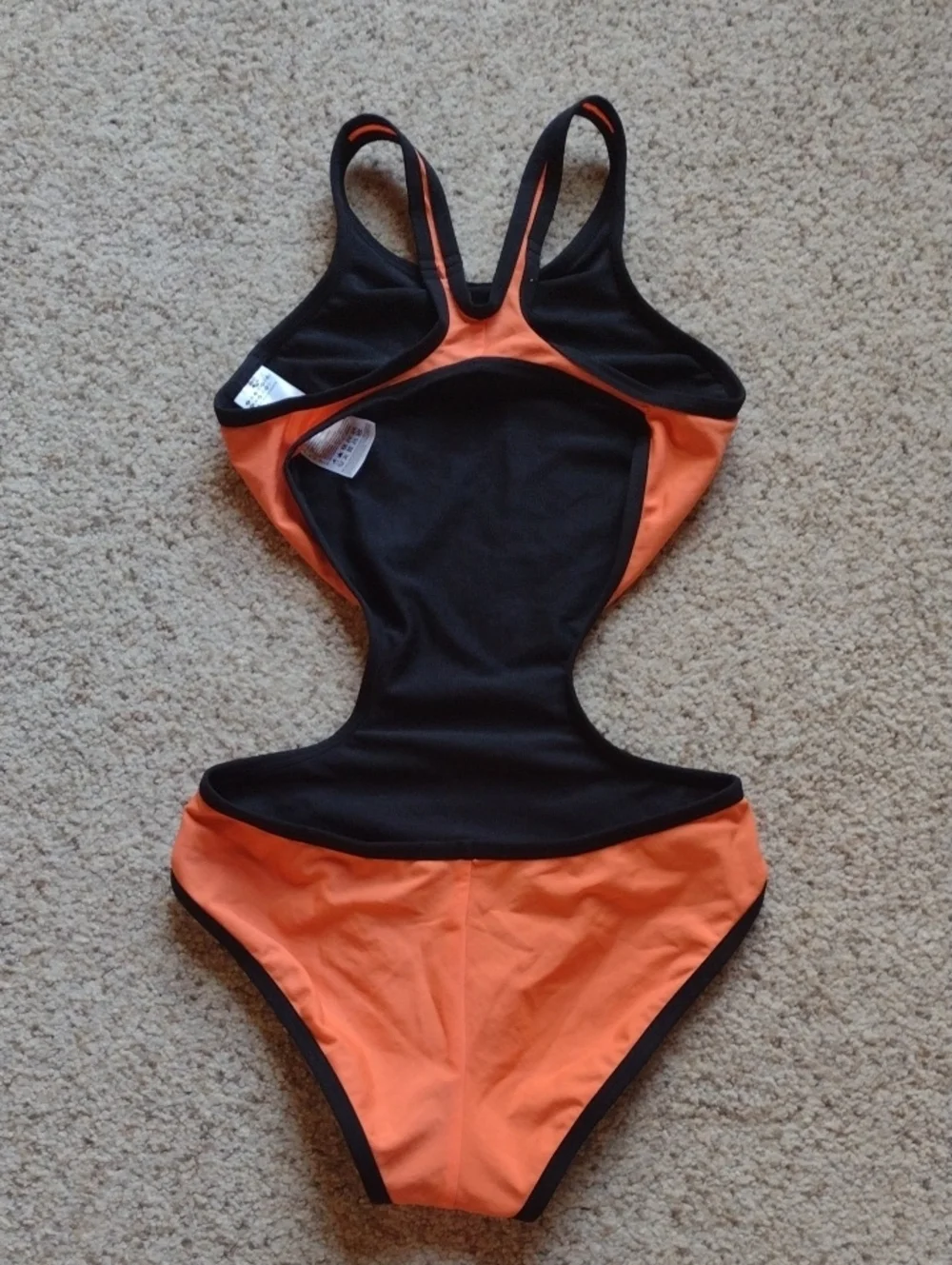 Arena Orange One-Piece Swimsuit with Black Trim - Picture 3 of 3